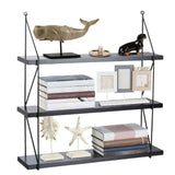 Libreria Mensole Scaffale Parete Design Moderna Legno Metallo 3 Ripiani Nero