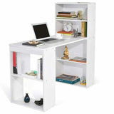 Scrivania con Libreria Tavolo Porta Pc Computer in Melanina Casa Ufficio Bianco