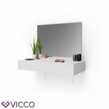 Vicco Toletta da trucco Alessia Toilette Cassettone Specchio Bianco + panchina