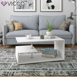 Vicco Tavolino da divano Guillermo Tavolino da salotto bianco 91x52 Tavolino