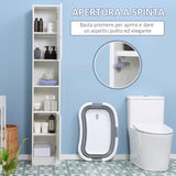 Mobile Bagno Salvaspazio in Legno con Specchio e Mensole Regolabili