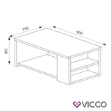 Vicco Tavolino da divano Dario Tavolino da salotto antracite quercia 90x60