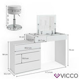 Vicco Toeletta da trucco Lotos bianco Toilette + Sbabello