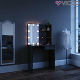 Vicco Toeletta Dekos Tavolo da trucco Specchiera Toilette LED Nero