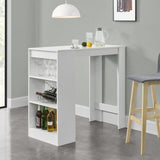 Tavolo Alto da Bar 110 x 50 x 103 cm Penisola Cucina con 3 Ripiani - Bianco