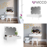Vicco Toletta da trucco Alessia Toilette Cassettone Specchio LED Bianco