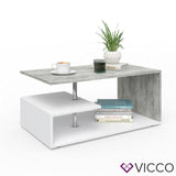 Vicco Tavolino da divano Guillermo Tavolino da salotto bianco cemento 91x52