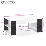 VICCO Tavolino da salotto STELIOS in bianco lucido - Soggiorno Tavolino da caffè