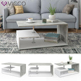 Vicco Tavolino da divano Guillermo Tavolino da salotto bianco cemento 91x52