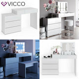 Vicco Toeletta da trucco Lotos bianco Toilette Toeletta make-up 4 cassetti Casse