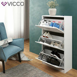 Vicco Scarpiera Gizmo Scarpiera 3 scomparti Scaffale porta scarpe bianco lucido