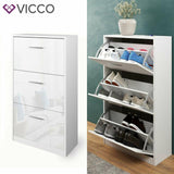 Vicco Scarpiera Gizmo Scarpiera 3 scomparti Scaffale porta scarpe bianco lucido
