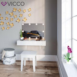 Vicco Toletta da trucco Alessia Toilette Cassettone Specchio LED Bianco