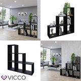 Vicco Mobiletto scala divisorio 6 scomparti conservazione 105 cm Nero