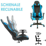 Vicco Sedia Poltrona Gaming Scrivana Ufficio Casa Reclinabile Girevole Direzionale Blu
