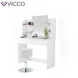 Vicco toeletta da trucco Charlotte Toilette Cassettone LED Bianco + sgabello