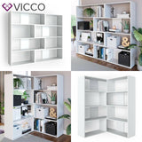 Vicco Libreria angolare Laine Scaffale da pavimento bianco Divisorio Scaffale