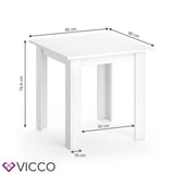 VICCO Tavolo da pranzo KARLOS 80 cm Bianco Tavolo da sala da pranzo