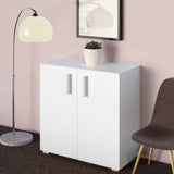 Mobile Madia con Doppia Anta 2 Ripiani Mobiletto Credenza Cucina Bagno Bianco