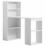 Scrivania con Libreria Tavolo Porta Pc Computer in Melanina Casa Ufficio Bianco