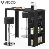 VICCO Tavolino bar NOEL Bancone da bar Bianco Nero Vani 120 x 105,6 x 60 cm