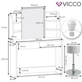 Vicco toeletta da trucco Charlotte Toilette Cassettone LED Bianco + sgabello