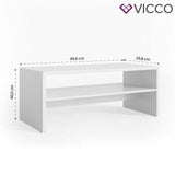 Vicco Tavolino da salotto Gabriel Tavolino scaffale 100 cm Bianco