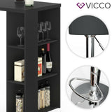 VICCO Tavolino bar NOEL Bancone da bar Bianco Nero Vani 120 x 105,6 x 60 cm
