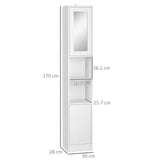 Mobile Bagno Salvaspazio in Legno con Specchio e Mensole Regolabili