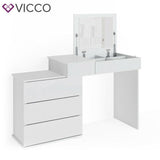 Vicco Toeletta da trucco Lotos bianco Toilette Toeletta make-up 4 cassetti Casse