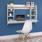 Vicco Scrivania da parete Max Scaffale e tavolo Tavolo ufficio PC Bianco