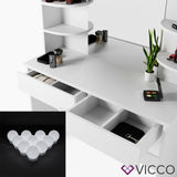 Vicco toeletta da trucco Charlotte Toilette Cassettone LED Bianco + sgabello