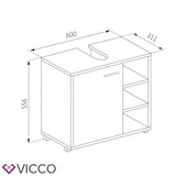 Vicco Mobile sottolavabo Perry Armadietto lavabo bagno Bianco Sonoma