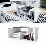 Vicco Tavolino da salotto Gabriel Tavolino scaffale 100 cm Bianco