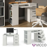 Vicco Scrivania Tavolo per ufficio Tavolo da lavoro Dallas bianco 3 cassetti