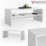 Vicco Tavolino da salotto Gabriel Tavolino scaffale 100 cm Bianco
