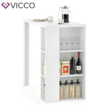 VICCO Tavolino bar NOEL Bancone da bar Bianco Nero Vani 120 x 105,6 x 60 cm
