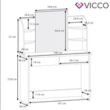 Vicco toeletta da trucco Charlotte Toilette Cassettone Specchio 142x108 cm Bianco