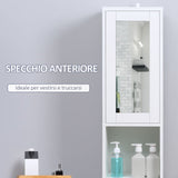 Mobile Bagno Salvaspazio in Legno con Specchio e Mensole Regolabili