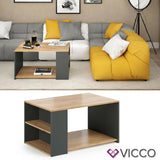 Vicco Tavolino da divano Dario Tavolino da salotto antracite quercia 90x60