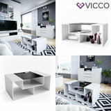 Vicco Tavolino da salotto Gabriel Tavolino scaffale 100 cm Bianco