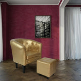 Poltrona Poggiapiedi Chesterfield Sedia Pouf Salotto Soggiorno Letto