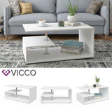 Vicco Tavolino da divano Guillermo Tavolino da salotto bianco 91x52 Tavolino
