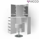 Vicco Toletta da trucco ad angolo Arielle Tavolo cosmetici Bianco