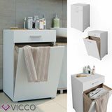 Vicco Cesta portabiancheria Matteo Mobile lavatrice Mobile bagno XL Bianco