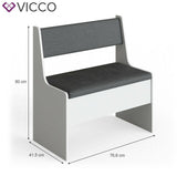 Vicco panca angolare gruppo panca da cucina panca romana bianca 77cm