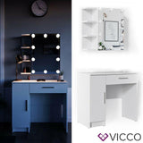 Vicco Toletta da trucco Fynnia Tavolo cosmetici Toletta Specchio LED Bianco