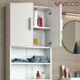 Vicco Armadio per lavatrice Armadio bagno bianco 190x64cm Scaffale per il bagno