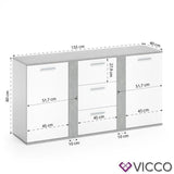 VICCO Credenza NOVELLI Contenitore in cemento bianco cassettiera armadio 2 ante