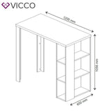 VICCO Tavolino bar Bancone da bar Bianco Nero Vani 120 x 105,6 x 60 cm